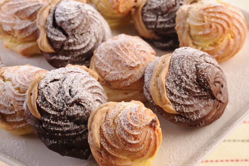 Chocolate Profiterols with Espresso Cream Filling