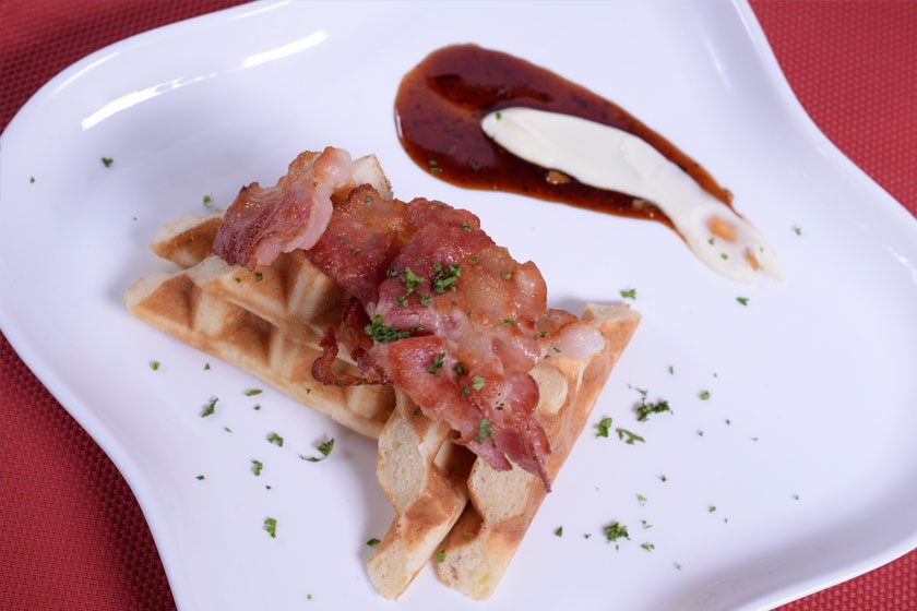 Bacon Waffles and Hoisin Syrup