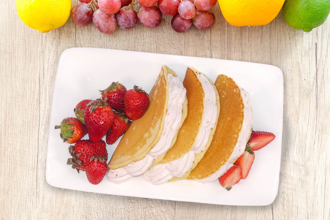 Folded Hotcakes with Strawberry Cream Filling
