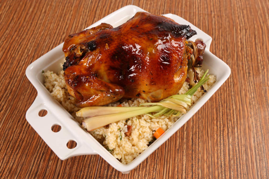 Whole Roast Chicken Inasal With Chorizo Rice Stuffing