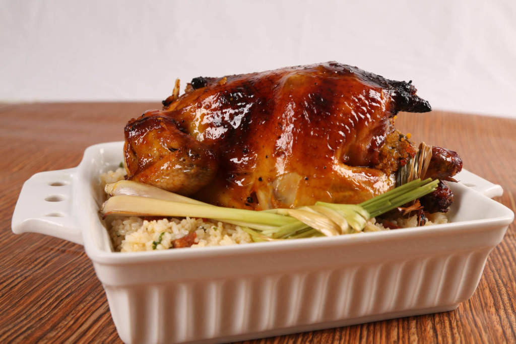 Whole Roast Chicken Inasal With Chorizo Rice Stuffing