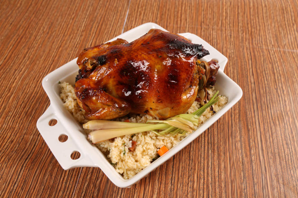 Whole Roast Chicken Inasal With Chorizo Rice Stuffing