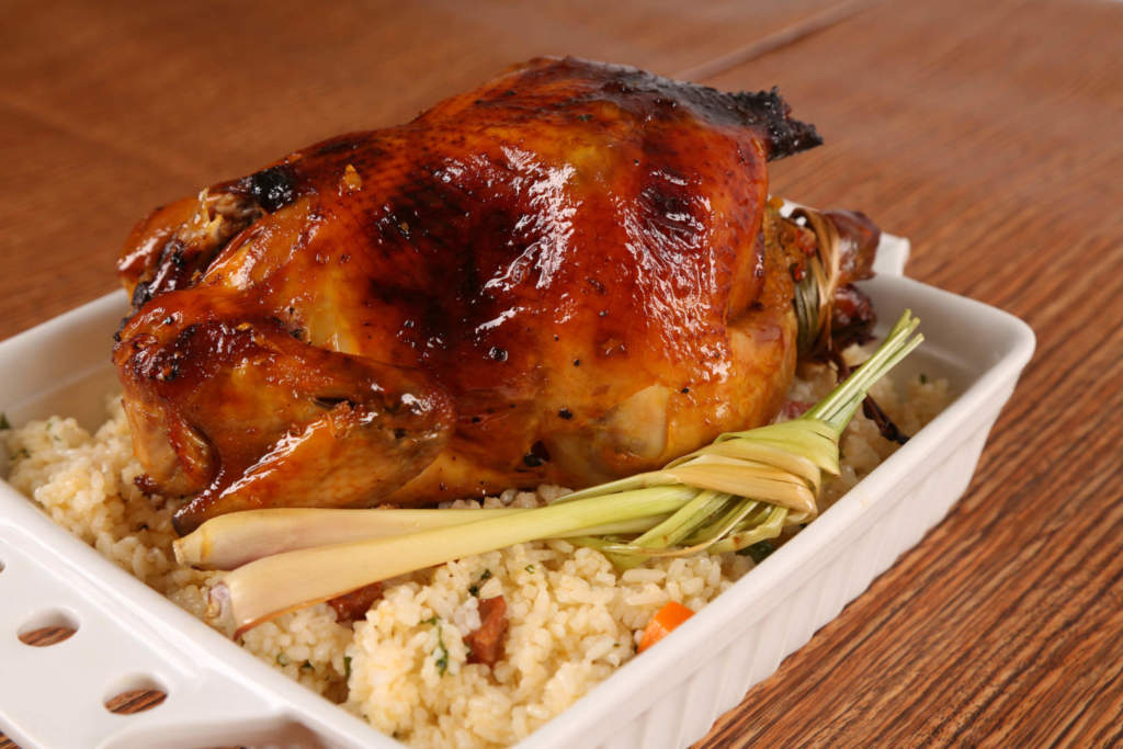 Whole Roast Chicken Inasal With Chorizo Rice Stuffing