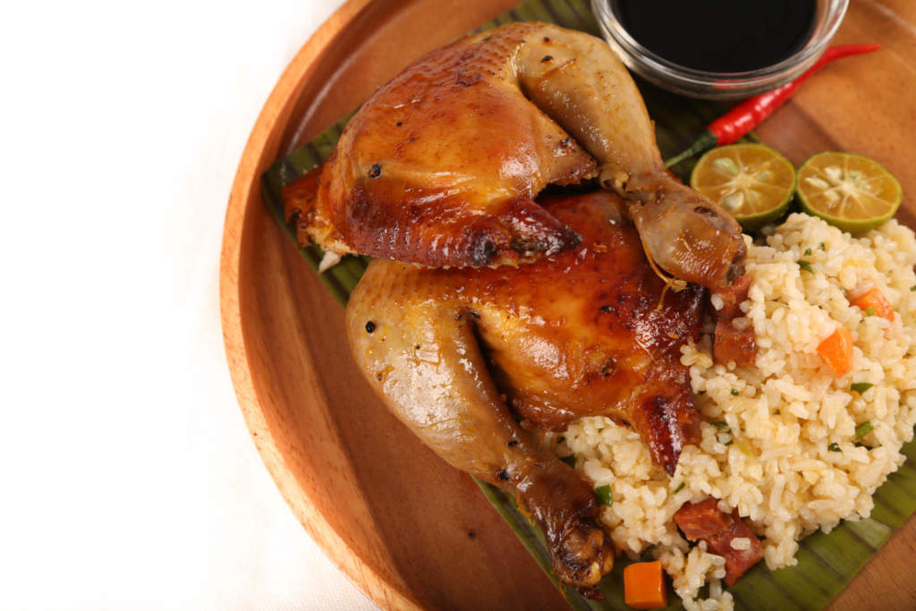 Whole Roast Chicken Inasal With Chorizo Rice Stuffing