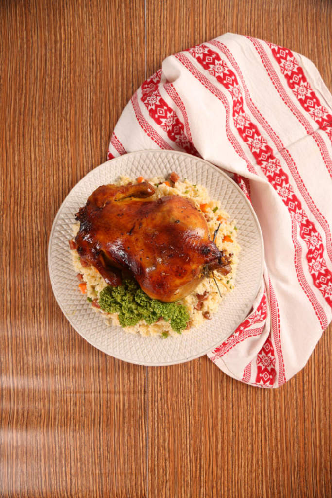 Whole Roast Chicken Inasal With Chorizo Rice Stuffing