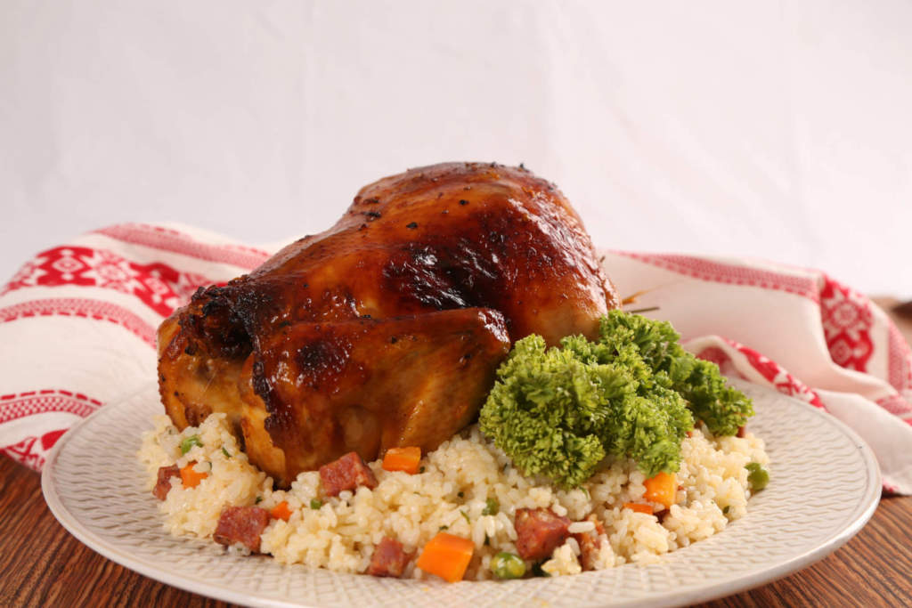 Whole Roast Chicken Inasal With Chorizo Rice Stuffing