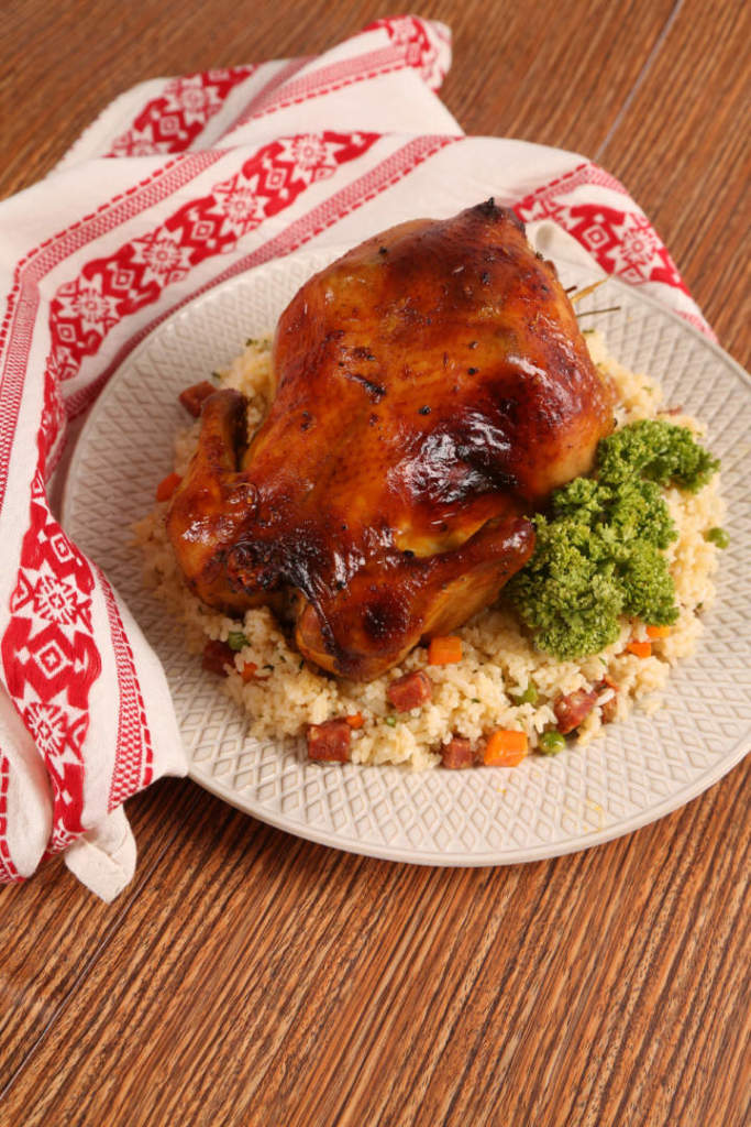 Whole Roast Chicken Inasal With Chorizo Rice Stuffing