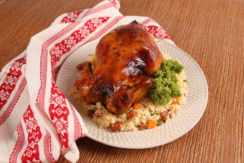 Whole Roast Chicken Inasal With Chorizo Rice Stuffing
