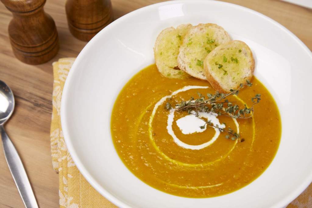 Cream of Squash and Carrot Thyme Soup