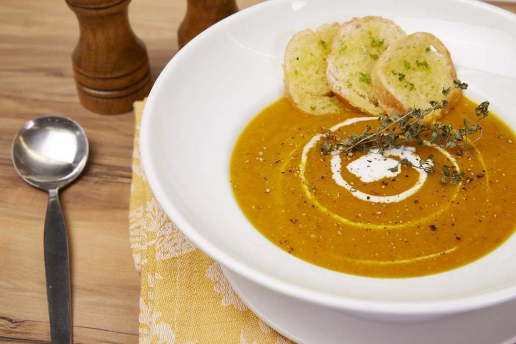 Cream of Squash and Carrot Thyme Soup