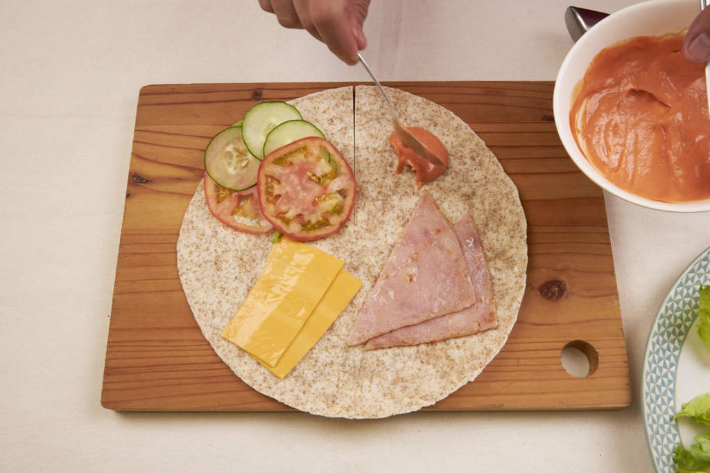 Ham And Cheese Folded Tortilla Sandwich