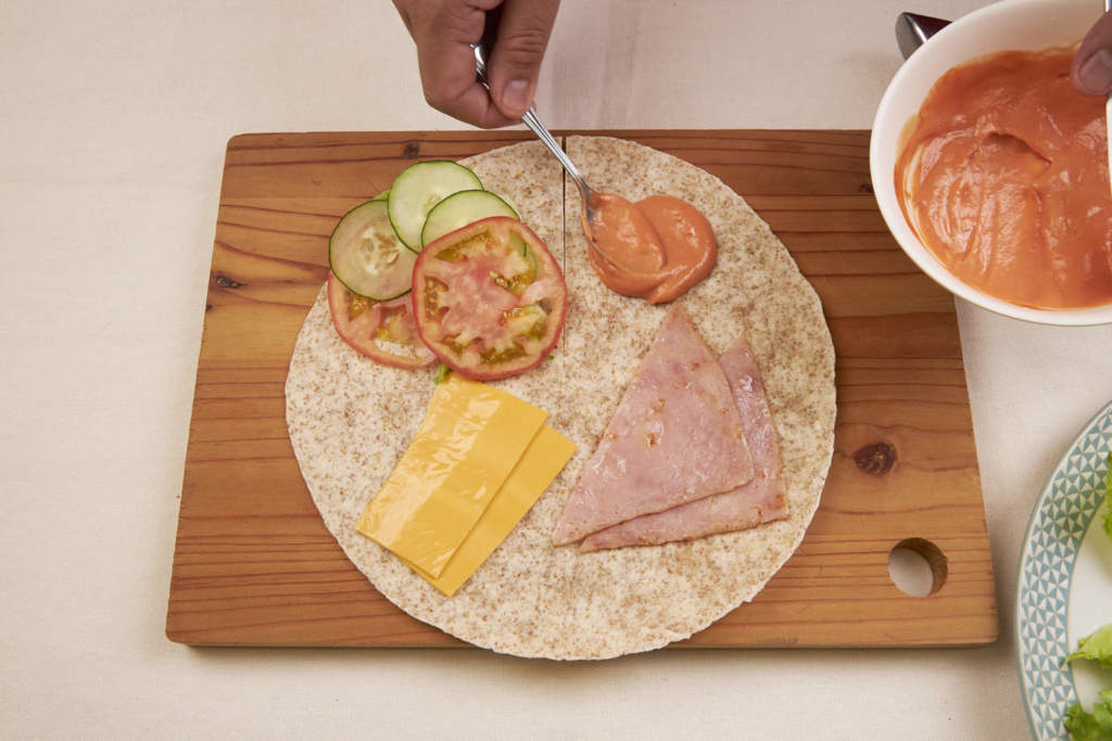 Ham And Cheese Folded Tortilla Sandwich