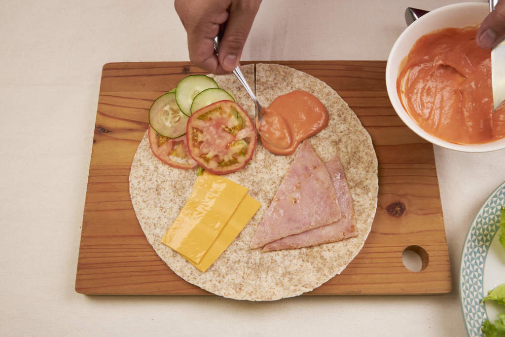 Ham And Cheese Folded Tortilla Sandwich