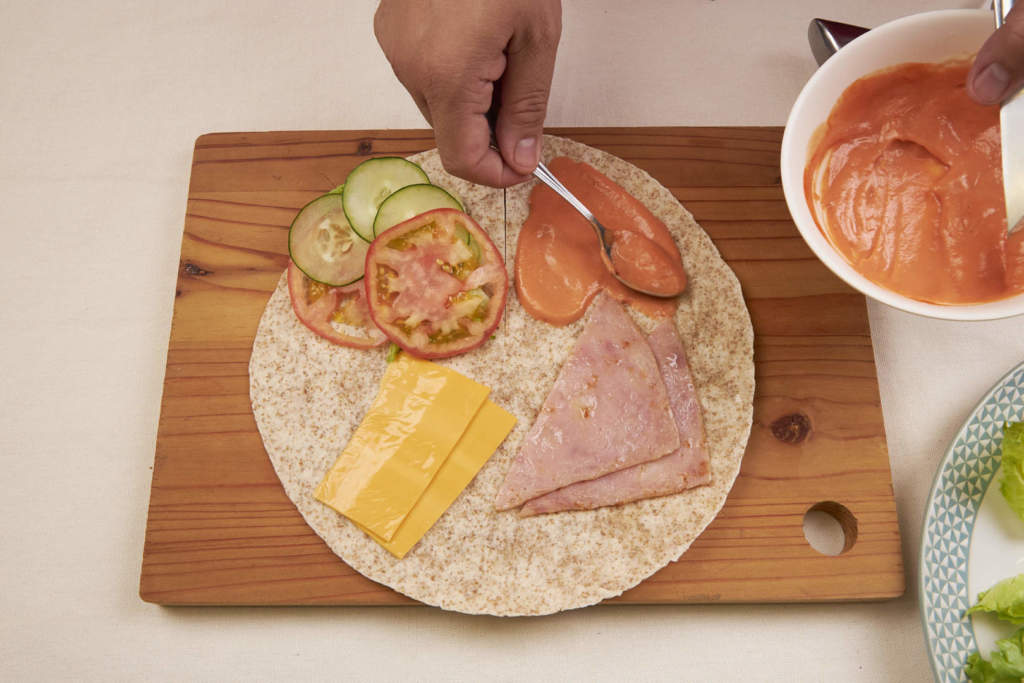 Ham And Cheese Folded Tortilla Sandwich