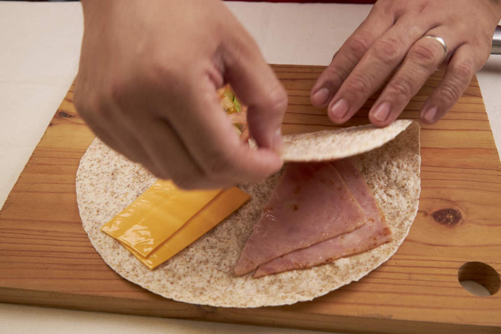 Ham And Cheese Folded Tortilla Sandwich