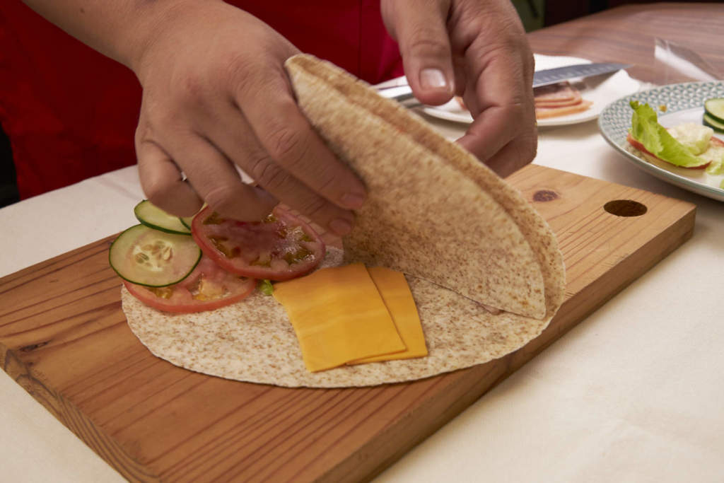 Ham And Cheese Folded Tortilla Sandwich