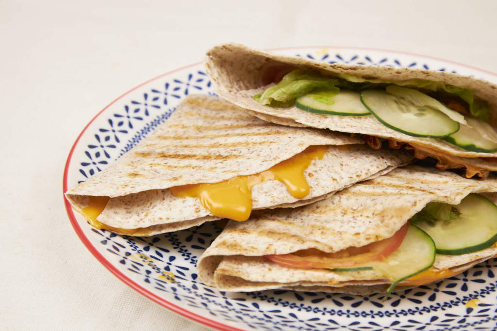 Ham And Cheese Folded Tortilla Sandwich