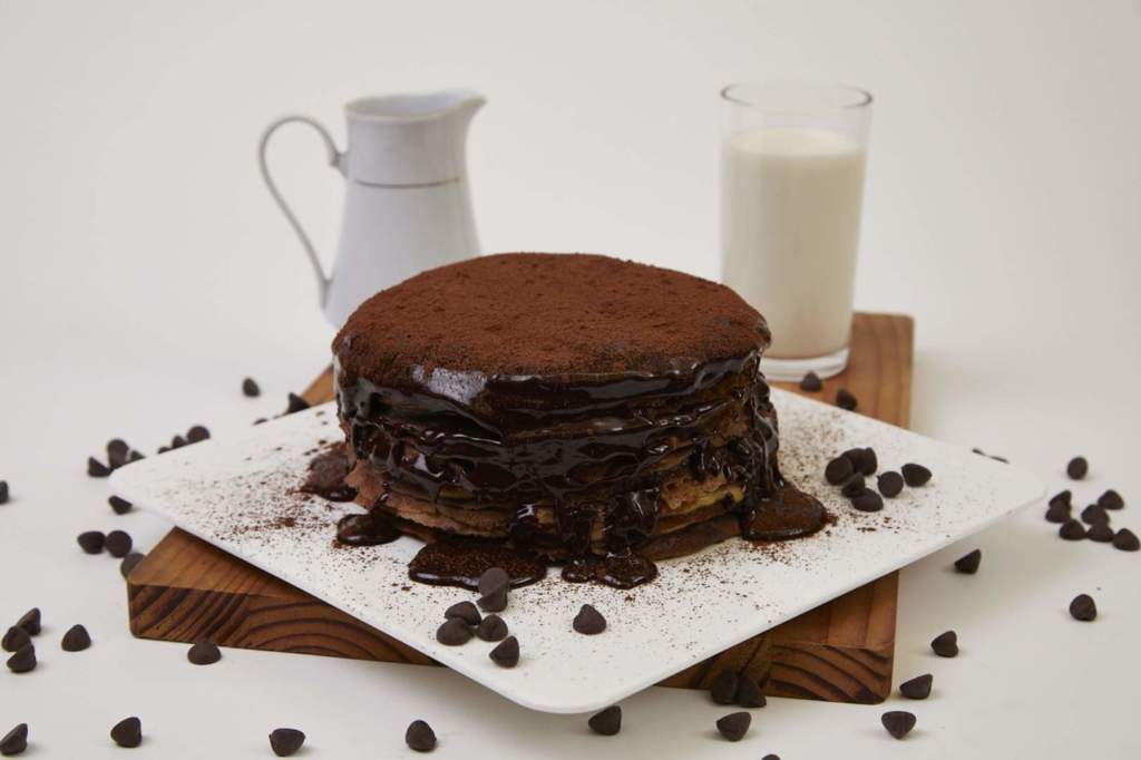 Chocolate Crepe Cake with Rum Custard Filling