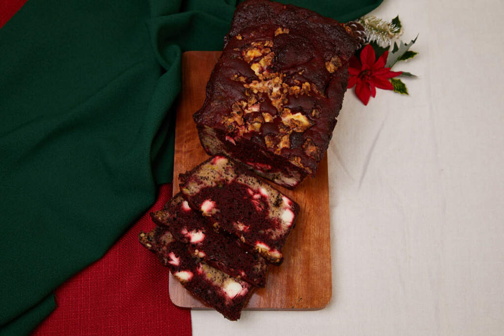Banana & Red Velvet Walnut And Cream Cheese Loaf