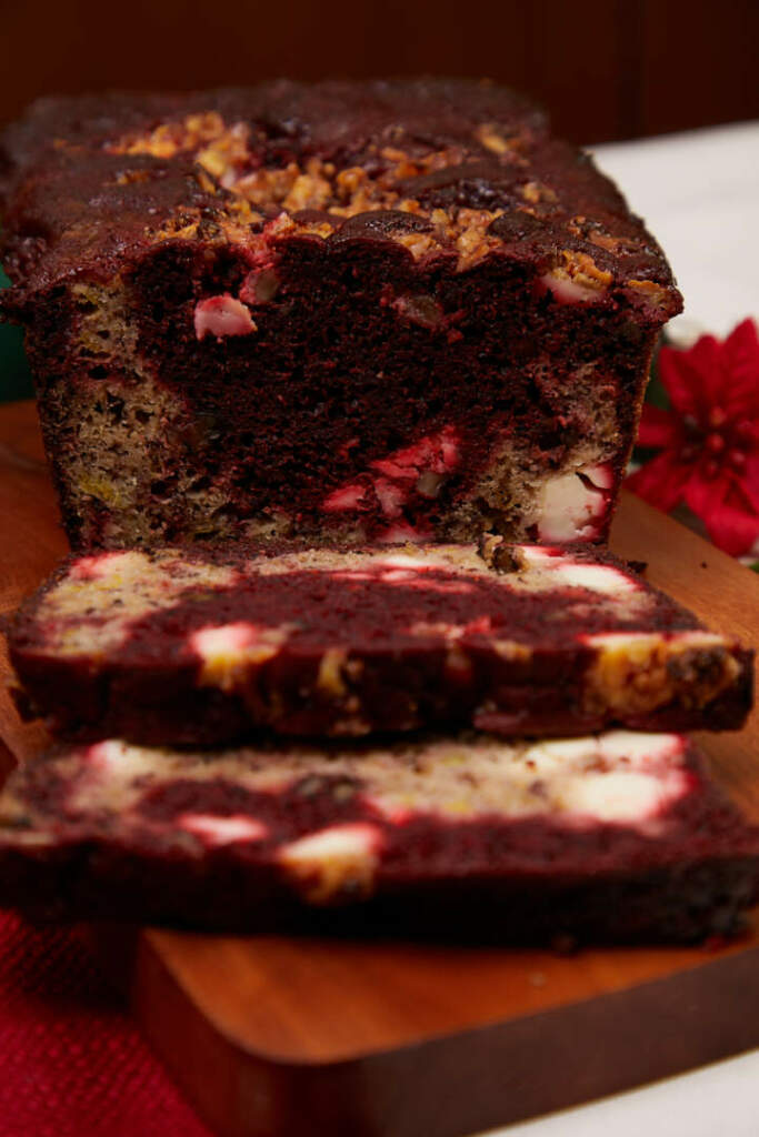 Banana & Red Velvet Walnut And Cream Cheese Loaf