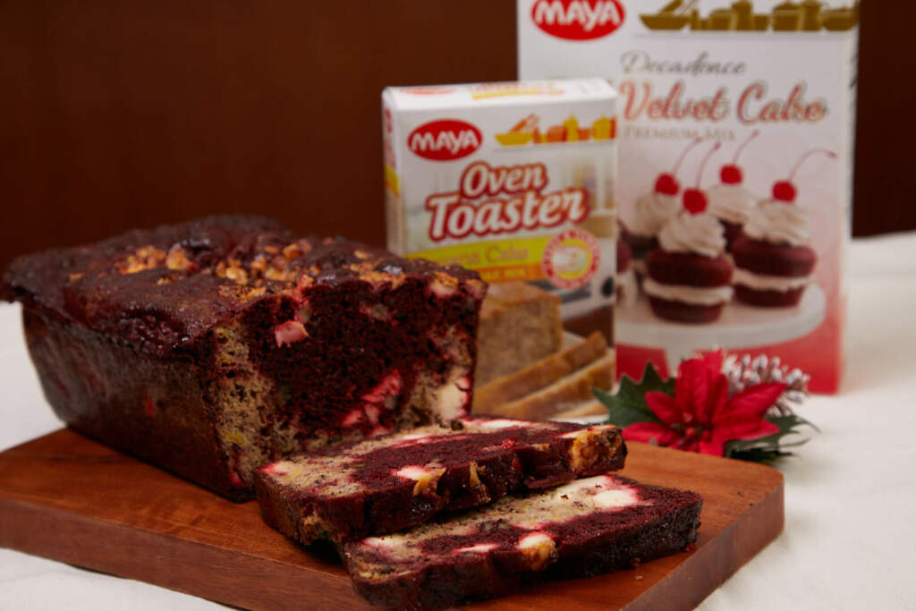 Banana & Red Velvet Walnut And Cream Cheese Loaf