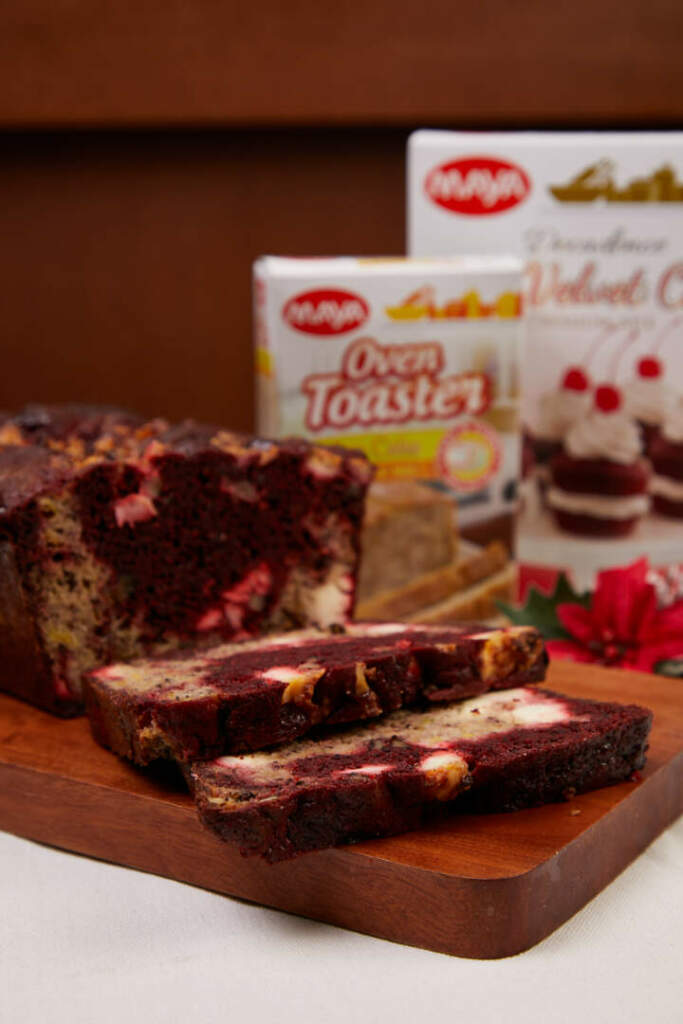 Banana & Red Velvet Walnut And Cream Cheese Loaf