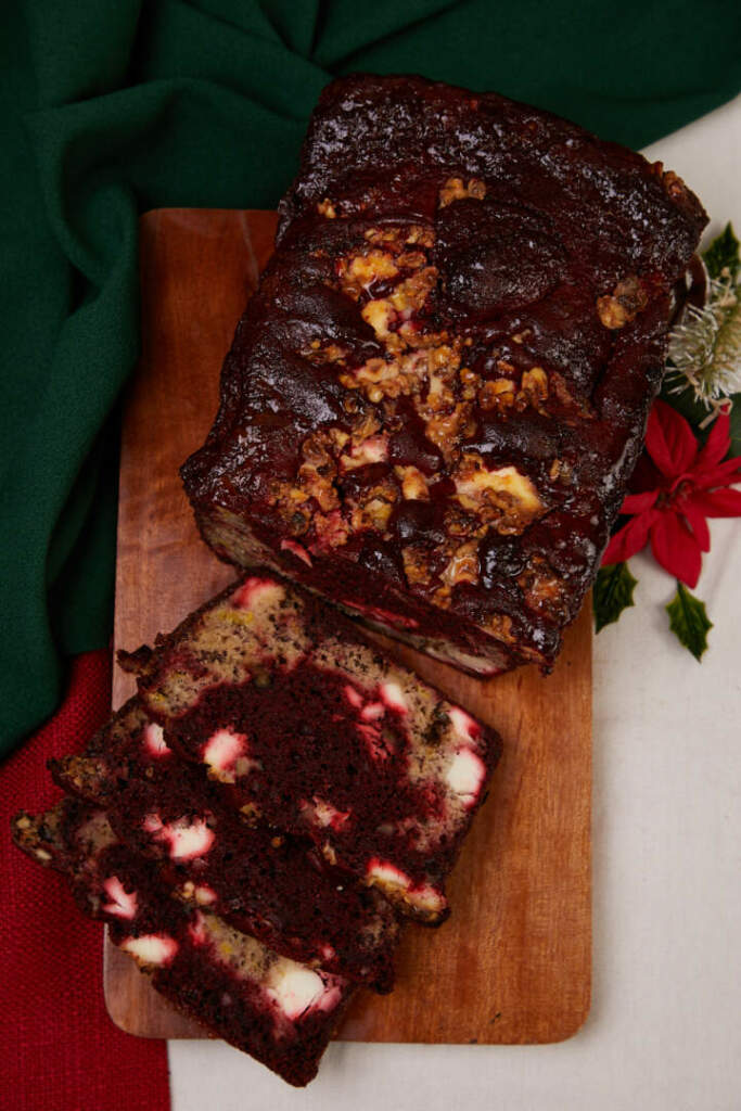 Banana & Red Velvet Walnut And Cream Cheese Loaf